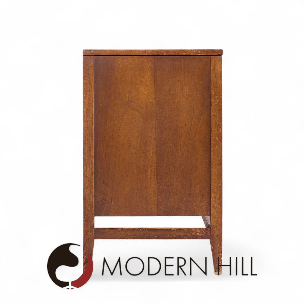 Broyhill Brasilia Mid Century Walnut and Brass Offset Credenza
