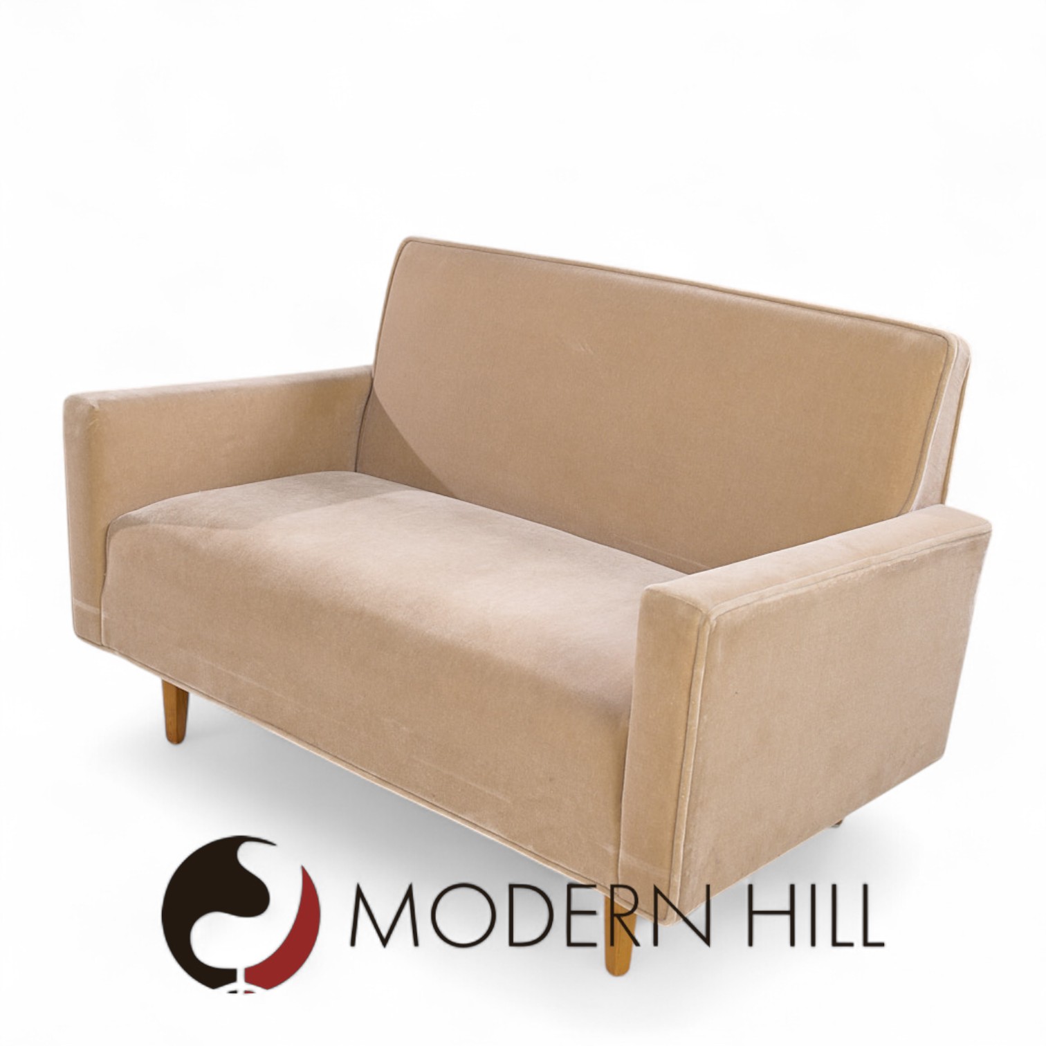 Early Florence Knoll Mid Century Mohair Settee Sofa