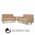 Early Florence Knoll Mid Century Mohair Settee Sofa - Pair | Mid Century Modern Furniture - Mid Century Furniture Chicago Early Florence Knoll Mid Century Mohair Settee Sofa - Pair