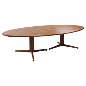 edward wormley for dunbar mid century walnut elliptical conference / dining table