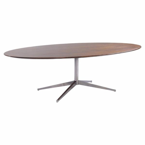 Florence Knoll Mid Century Walnut and Chrome Dining Table