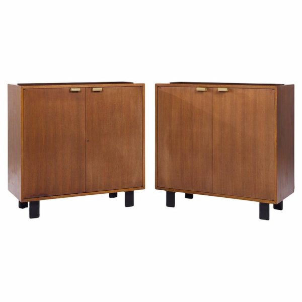 George Nelson for Herman Miller Mid Century Basic Series Walnut Two Door Cabinet - Pair