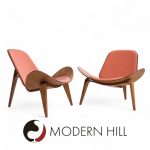 Hans Wegner for Carl Hansen Ch07 Mid Century Walnut Shell Chairs - Pair