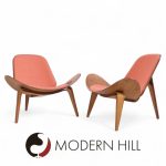 Hans Wegner for Carl Hansen Ch07 Mid Century Walnut Shell Chairs - Pair