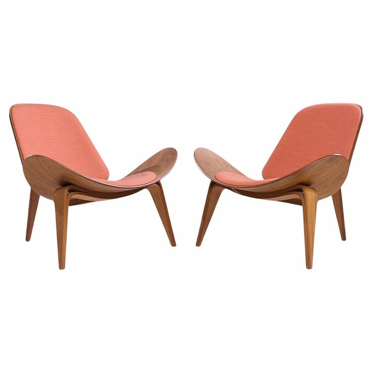 Hans Wegner for Carl Hansen Ch07 Mid Century Walnut Shell Chairs - Pair