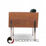 Harvey Probber Mid Century Walnut Case and Chrome Lounge Chairs - Pair