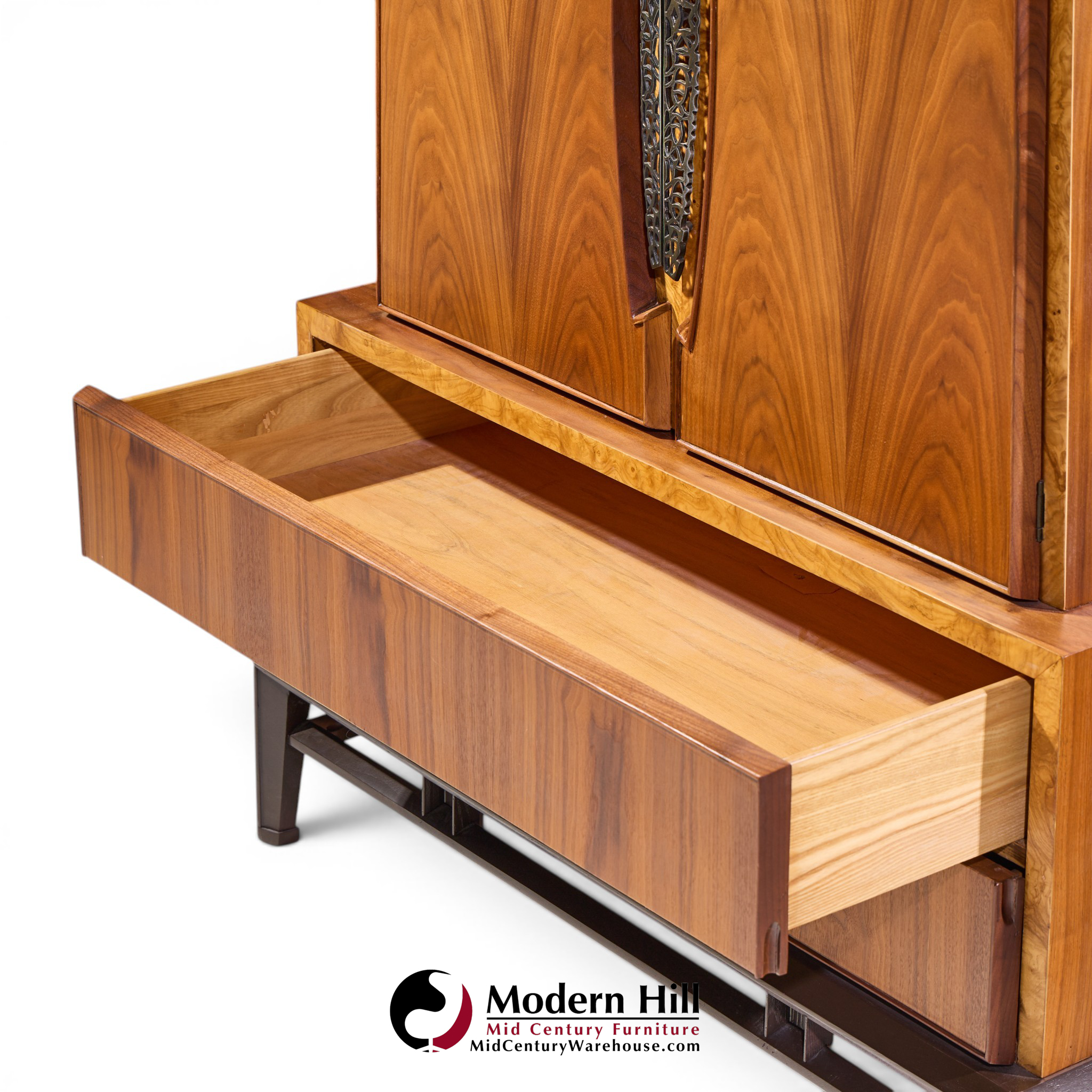 helen hobey baker mid century walnut highboy dresser