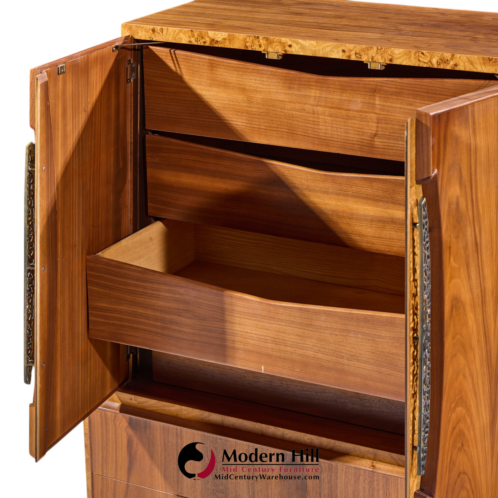 helen hobey baker mid century walnut highboy dresser