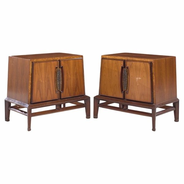 Helen Hobey Baker Mid Century Walnut Nightstands - Pair