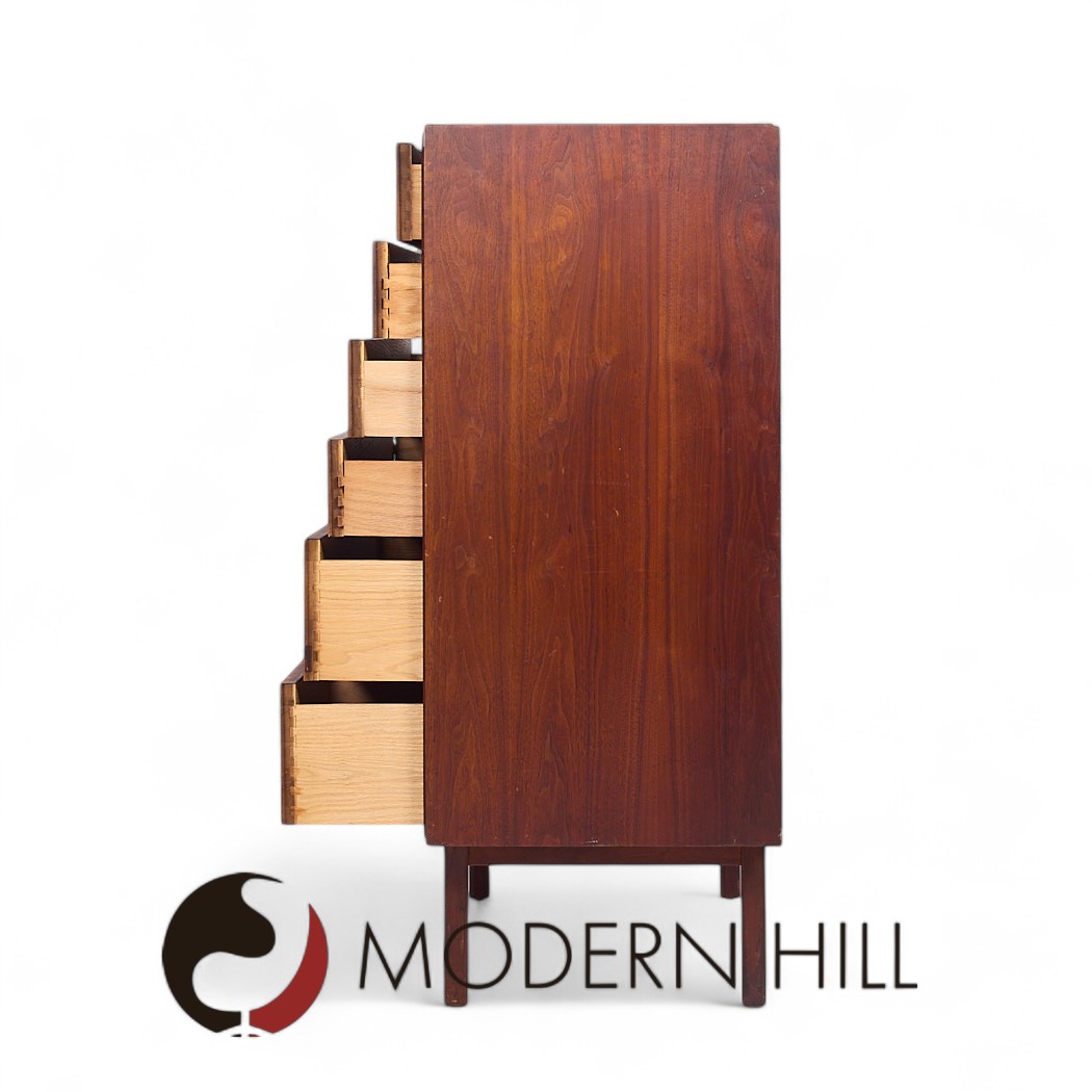 Jack Cartwright for Founders Mid Century Walnut Highboy Dresser