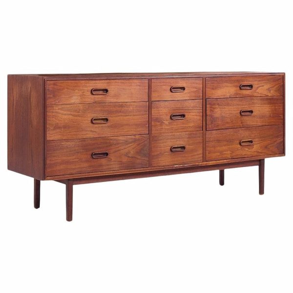 Jack Cartwright for Founders Mid Century Walnut Lowboy Dresser