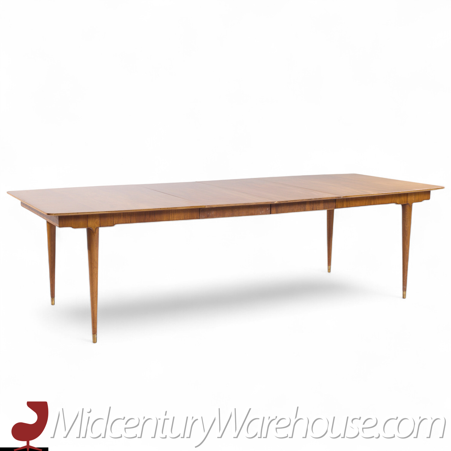 John Widdicomb Mid Century Walnut Expanding Dining Table with 3 Leaves  This Table Measures: 68 Wide X 44 Deep X 29 Inches High, with a Chair Clearance of 25.5 Inches, Each Leaf Measures 18 Inches Wide, Making a Maximum Table Width of 122 Inches when All Three Leaves Are Utilized