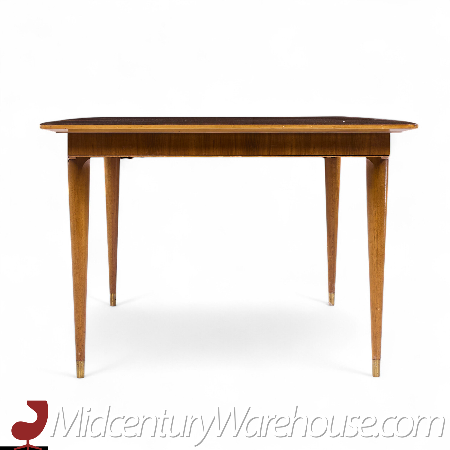John Widdicomb Mid Century Walnut Expanding Dining Table with 3 Leaves  This Table Measures: 68 Wide X 44 Deep X 29 Inches High, with a Chair Clearance of 25.5 Inches, Each Leaf Measures 18 Inches Wide, Making a Maximum Table Width of 122 Inches when All Three Leaves Are Utilized