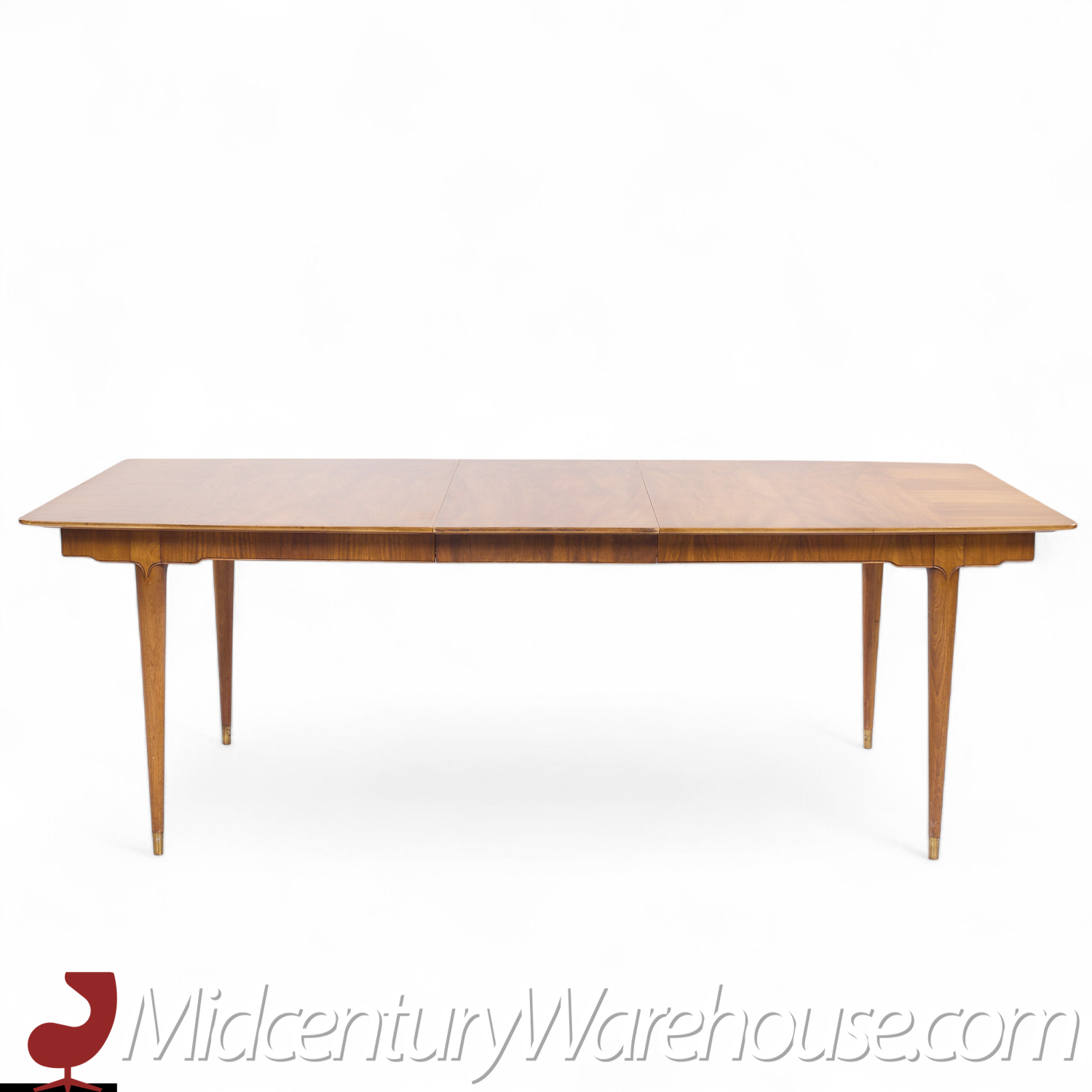 John Widdicomb Mid Century Walnut Expanding Dining Table with 3 Leaves  This Table Measures: 68 Wide X 44 Deep X 29 Inches High, with a Chair Clearance of 25.5 Inches, Each Leaf Measures 18 Inches Wide, Making a Maximum Table Width of 122 Inches when All Three Leaves Are Utilized
