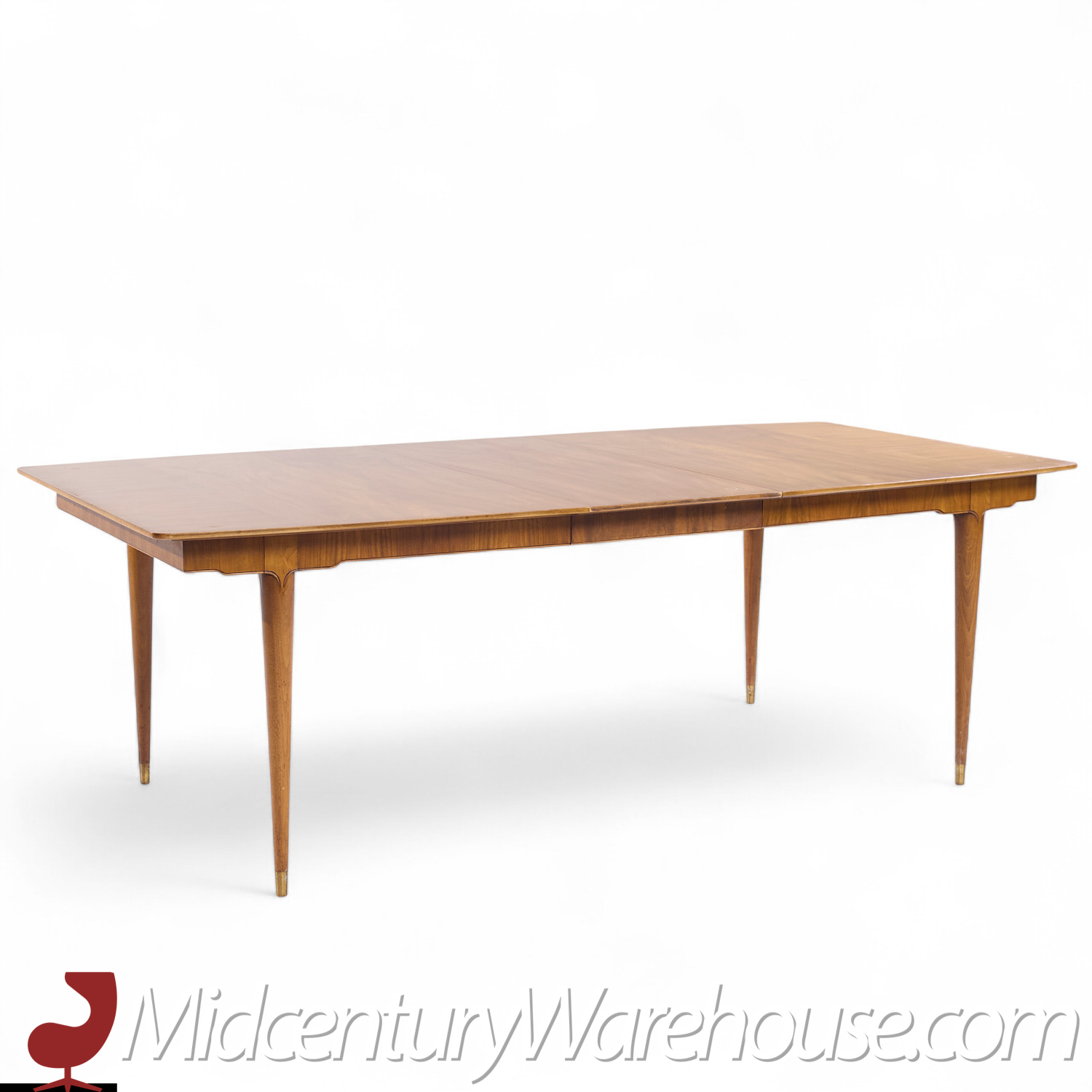 John Widdicomb Mid Century Walnut Expanding Dining Table with 3 Leaves  This Table Measures: 68 Wide X 44 Deep X 29 Inches High, with a Chair Clearance of 25.5 Inches, Each Leaf Measures 18 Inches Wide, Making a Maximum Table Width of 122 Inches when All Three Leaves Are Utilized