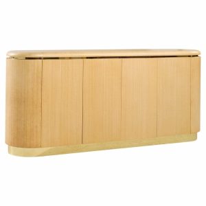 karl springer style mid century grass cloth and brass credenza