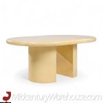 Karl Springer Style Mid Century Lacquered Goat Skin Dining Table with 2 Leaves