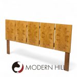 Milo Baughman Style Lane Mid Century Burlwood King Headboard | Mid Century Modern Furniture - Mid Century Furniture Chicago Milo Baughman Style Lane Mid Century Burlwood King Headboard
