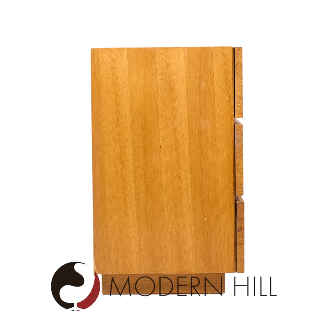 Milo Baughman Style Lane Mid Century Burlwood Lowboy Dresser