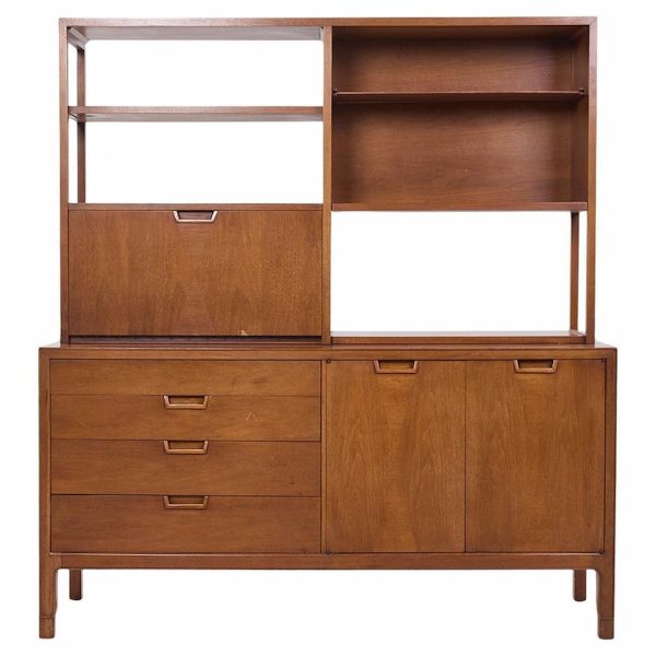 Mount Airy Janus Mid Century Walnut Credenza and Hutch