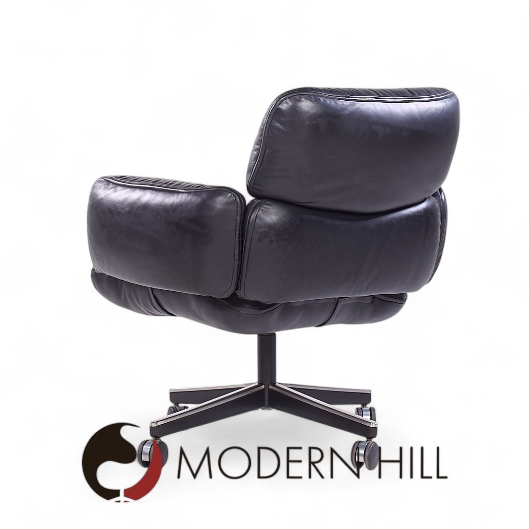 Otto Zapf for Knoll Mid Century Black Leather Management Office Chair