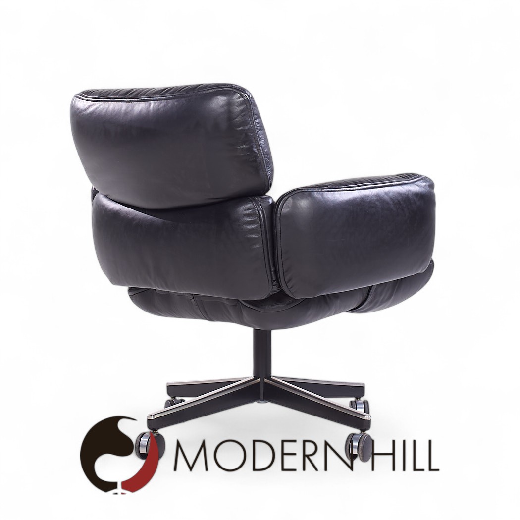 Otto Zapf for Knoll Mid Century Black Leather Management Office Chair