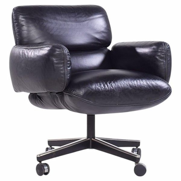 Otto Zapf for Knoll Black Leather Management Office Chair