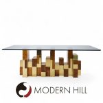 Paul Evans Mid Century Cityscape Burlwood and Brass Dining Table | Mid Century Modern Furniture - Mid Century Furniture Chicago Paul Evans Mid Century Cityscape Burlwood and Brass Dining Table