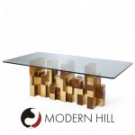 Paul Evans Mid Century Cityscape Burlwood and Brass Dining Table | Mid Century Modern Furniture - Mid Century Furniture Chicago Paul Evans Mid Century Cityscape Burlwood and Brass Dining Table