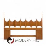 Thomasville Mid Century Sculpted Walnut and Brass King Headboard