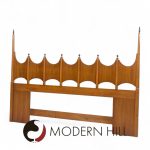 Thomasville Mid Century Sculpted Walnut and Brass King Headboard