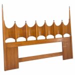 Thomasville Mid Century Sculpted Walnut and Brass King Headboard