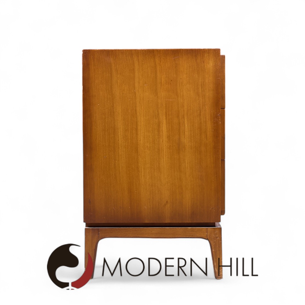 Thomasville Mid Century Sculptural Arched Walnut and Burlwood Lowboy Dresser