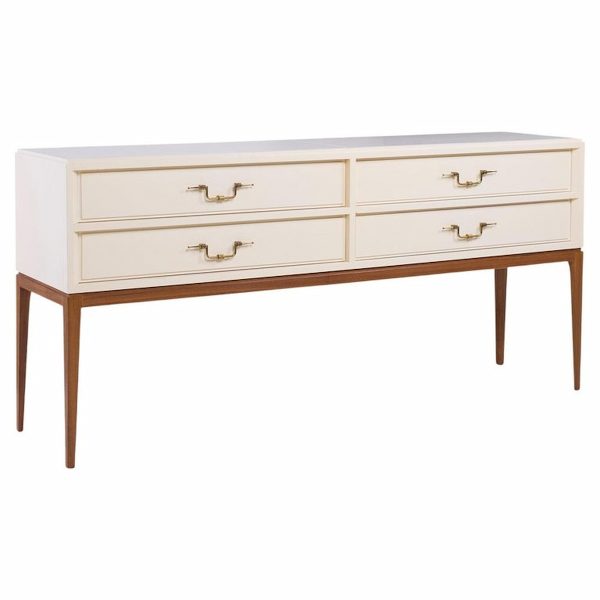 Tommi Parzinger for Parzinger Originals Mid Century Milk Glass Top Console Credenza