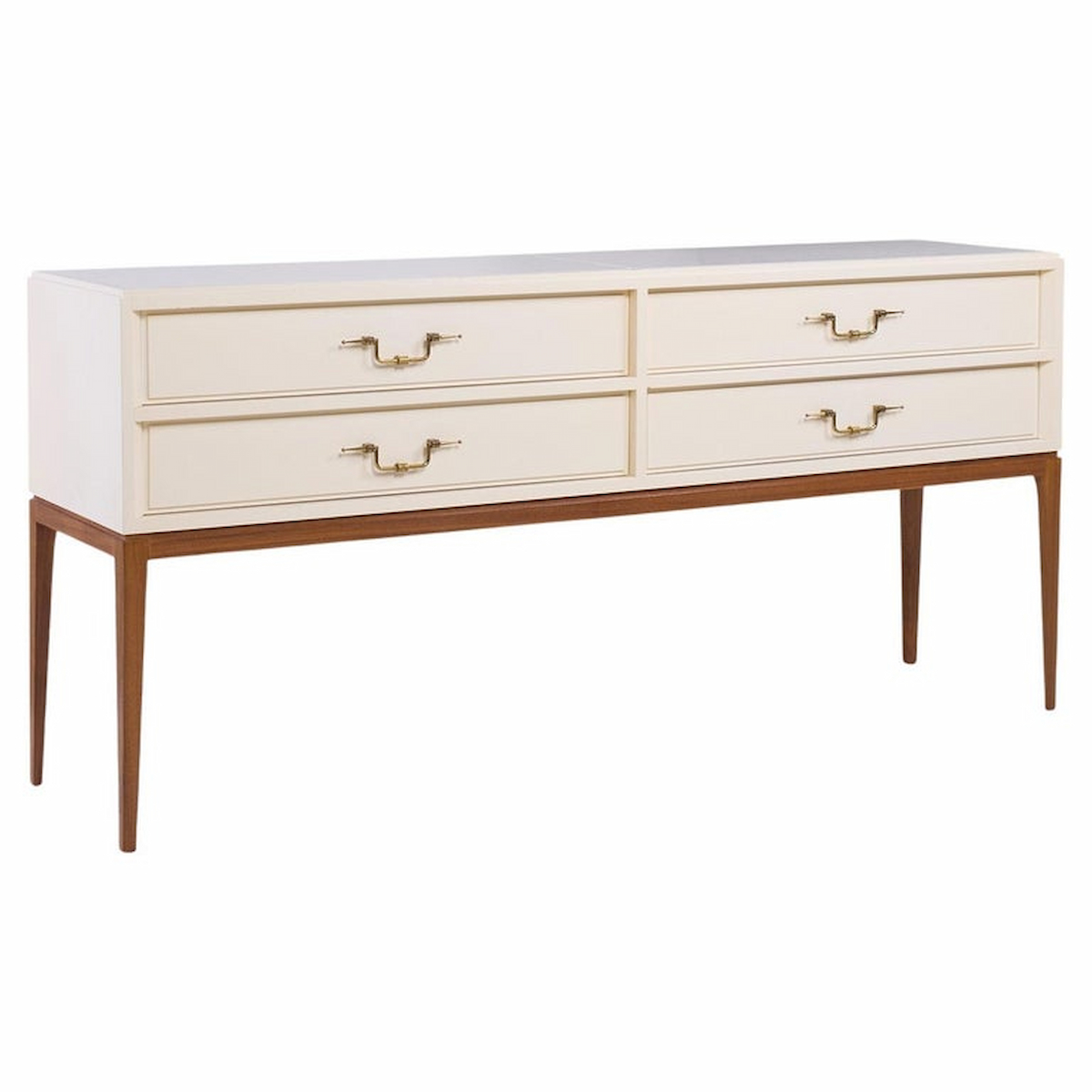 Tommi Parzinger for Parzinger Originals Mid Century Milk Glass Top Console Credenza
