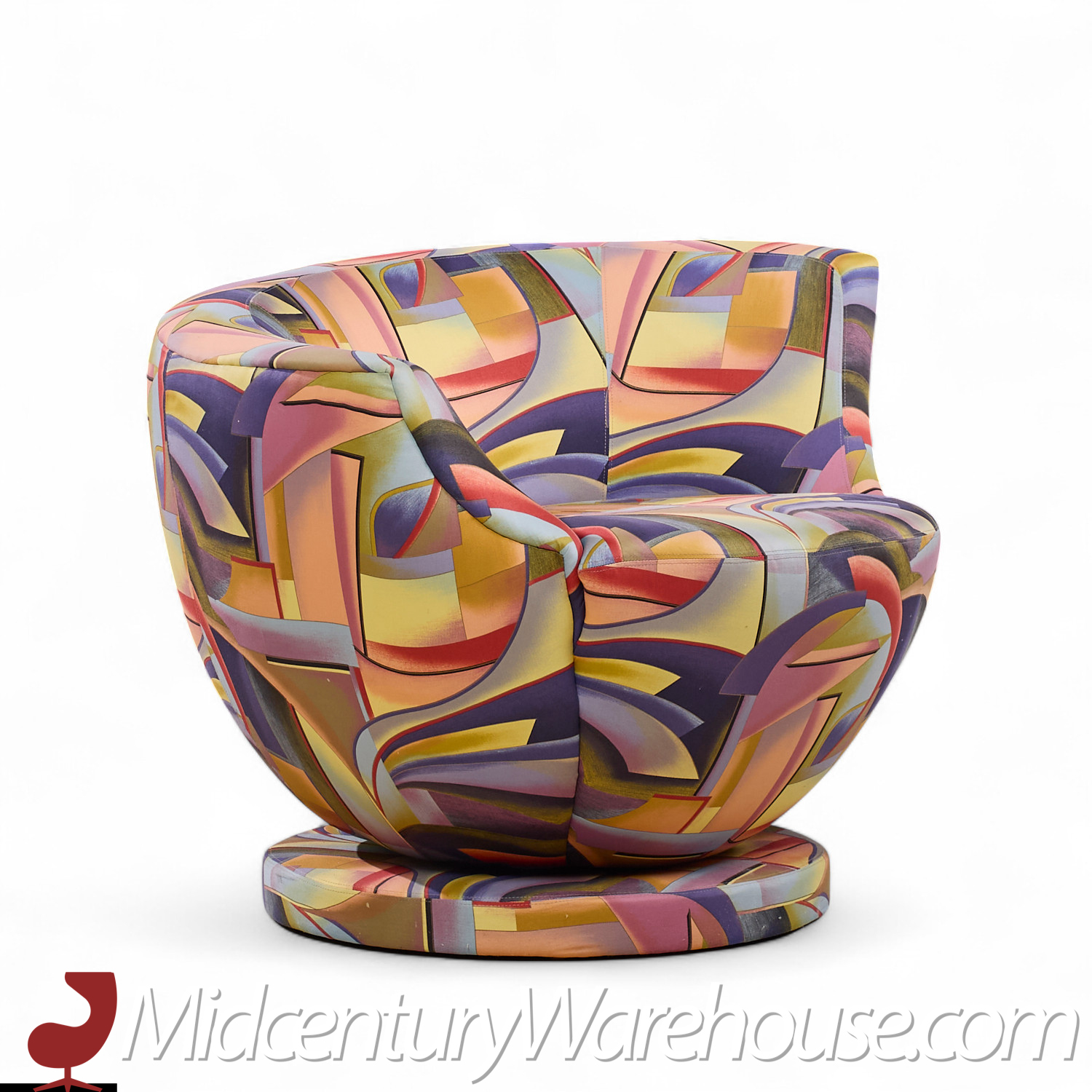 Vladimir Kagan for Directional Mid Century Corkscrew Swivel Chairs - Pair