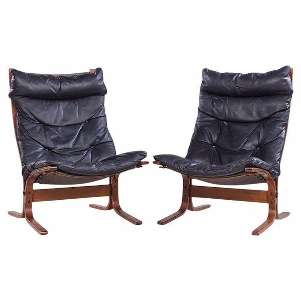 Westnofa Mid Century Siesta Norwegian Bentwood and Leather Lounge Chairs - Pair