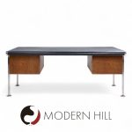 Alma Style Mid Century Leather and Chrome Executive Desk
