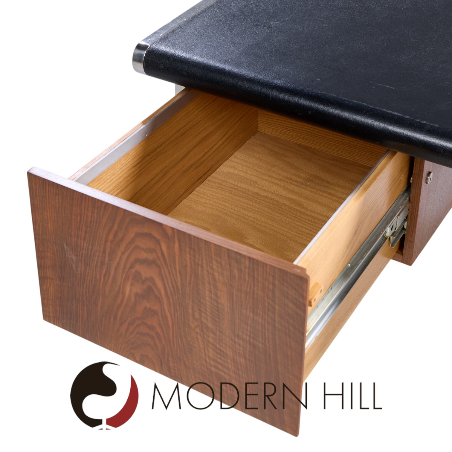 Alma Style Mid Century Leather and Chrome Executive Desk