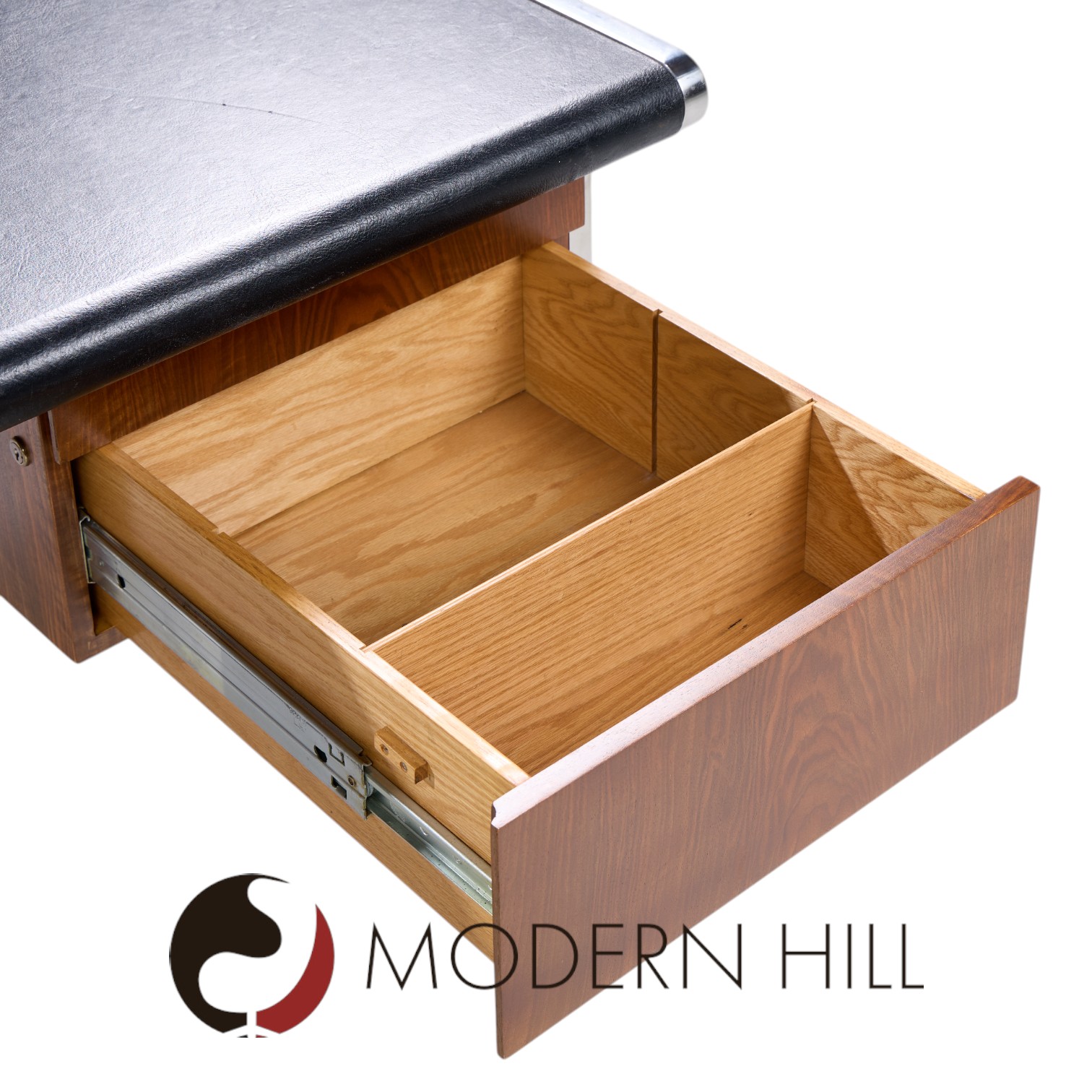 Alma Style Mid Century Leather and Chrome Executive Desk