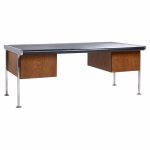 Alma Style Mid Century Leather and Chrome Executive Desk