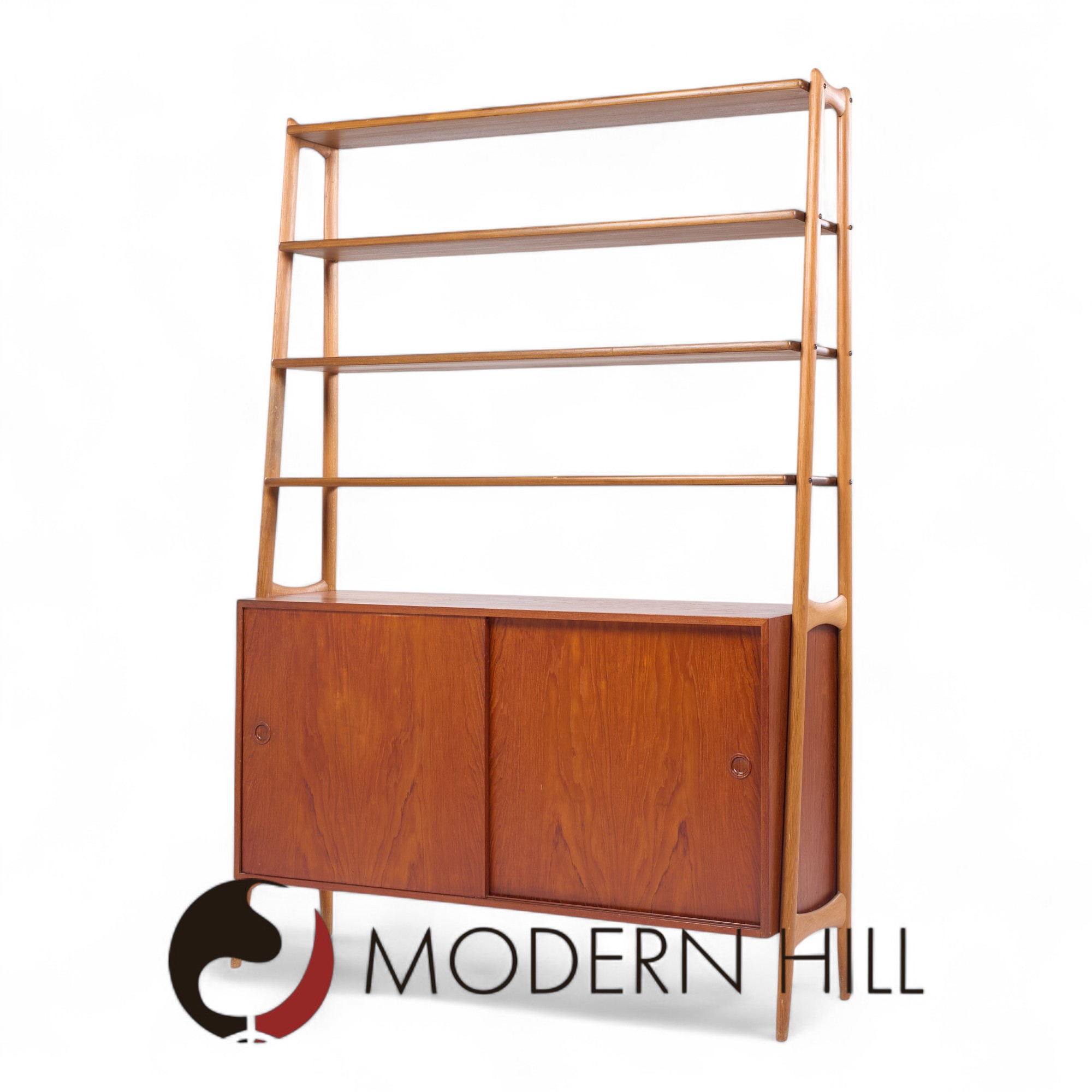 Arne Vodder Style Mid Century Danish Teak Book Shelf Credenza