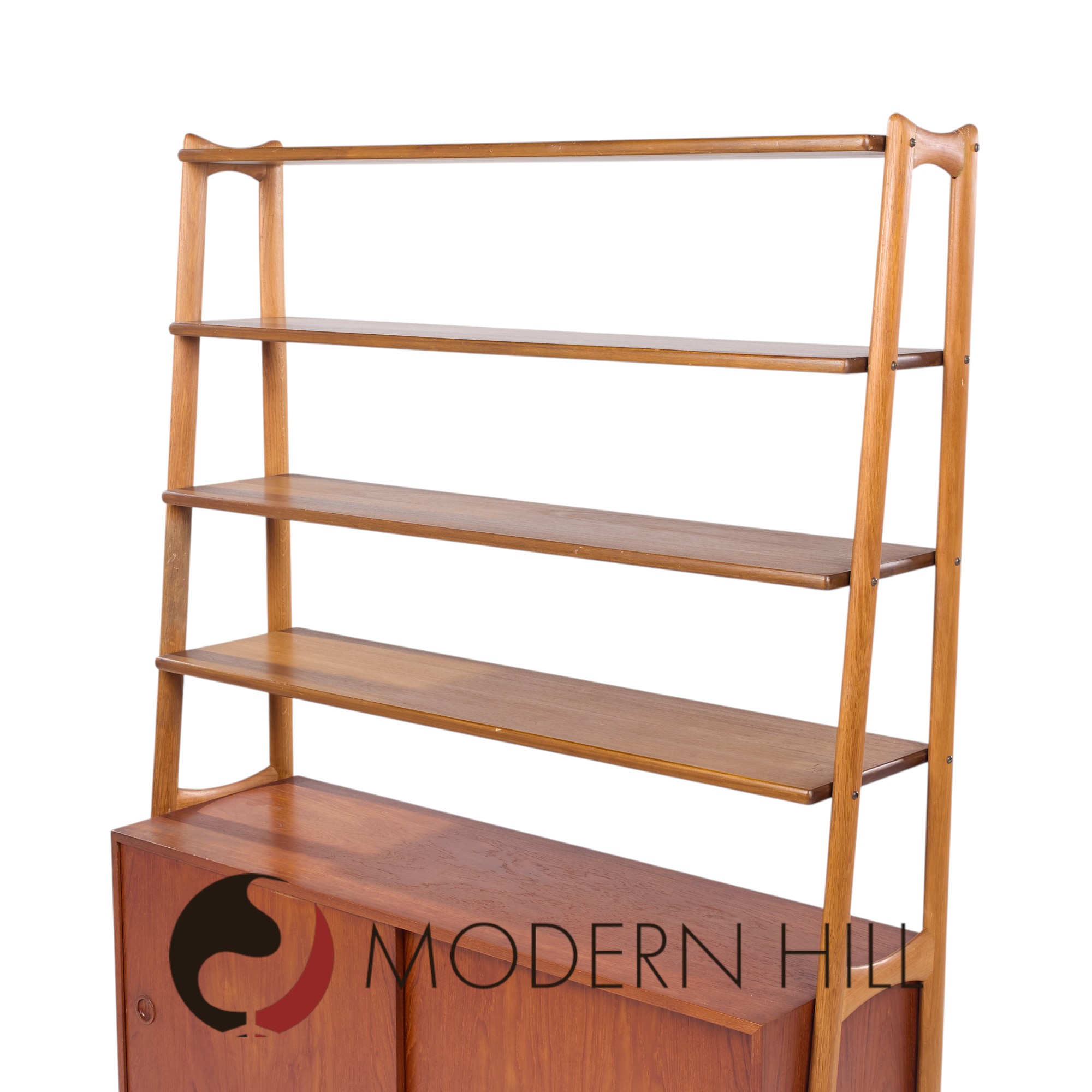Arne Vodder Style Mid Century Danish Teak Book Shelf Credenza