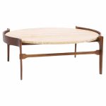 Bertha Schaefer for Singer and Sons Mid Century Travertine and Walnut Coffee Table | Mid Century Modern Furniture - Mid Century Furniture Chicago Bertha Schaefer for Singer and Sons Mid Century Travertine and Walnut Coffee Table