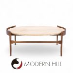 Bertha Schaefer for Singer and Sons Mid Century Travertine and Walnut Coffee Table | Mid Century Modern Furniture - Mid Century Furniture Chicago Bertha Schaefer for Singer and Sons Mid Century Travertine and Walnut Coffee Table