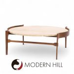 Bertha Schaefer for Singer and Sons Mid Century Travertine and Walnut Coffee Table | Mid Century Modern Furniture - Mid Century Furniture Chicago Bertha Schaefer for Singer and Sons Mid Century Travertine and Walnut Coffee Table