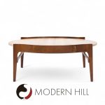Bertha Schaefer for Singer and Sons Mid Century Travertine and Walnut Coffee Table | Mid Century Modern Furniture - Mid Century Furniture Chicago Bertha Schaefer for Singer and Sons Mid Century Travertine and Walnut Coffee Table