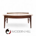 Bertha Schaefer for Singer and Sons Mid Century Travertine and Walnut Coffee Table | Mid Century Modern Furniture - Mid Century Furniture Chicago Bertha Schaefer for Singer and Sons Mid Century Travertine and Walnut Coffee Table