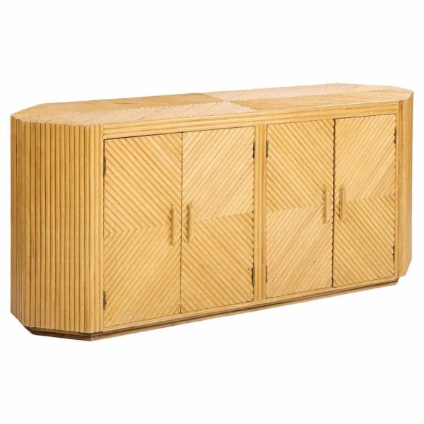 Bielecky Brothers Style Mid Century Split Pencil Reed Bamboo Credenza