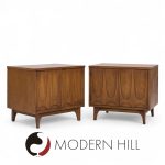 Broyhill Brasilia Mid Century Walnut Commode Nightstands - Pair | Mid Century Modern Furniture - Mid Century Furniture Chicago Broyhill Brasilia Mid Century Walnut Commode Nightstands - Pair